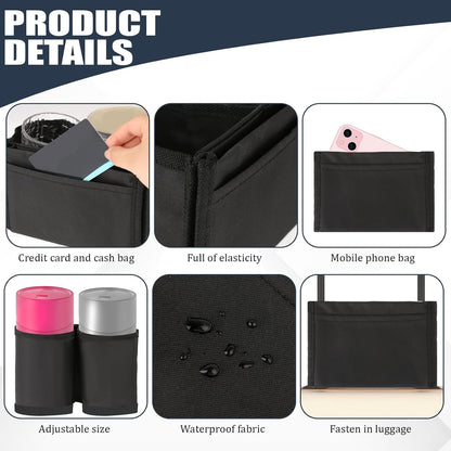 Luggage Cup Holder Suitcases Cup Holder Luggage Drink Caddy Suitcase Beverage Cups Holders Travel Essentials for Flight Attendants Business Travelers, Black - Image 3