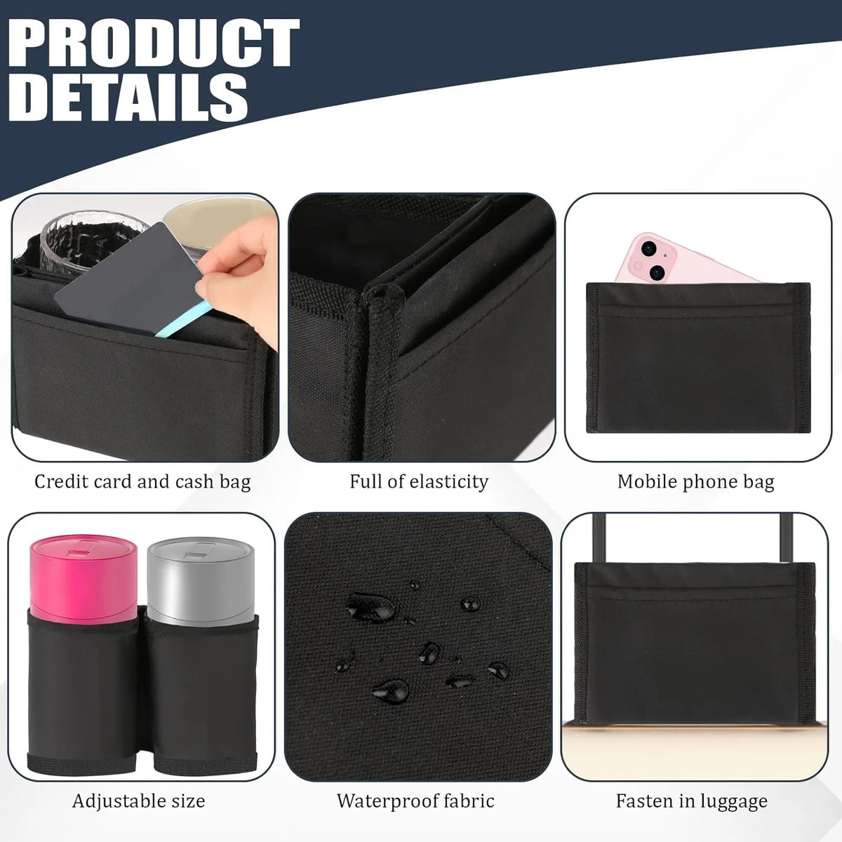 Luggage Cup Holder Suitcases Cup Holder Luggage Drink Caddy Suitcase Beverage Cups Holders Travel Essentials for Flight Attendants Business Travelers, Black - Image 3
