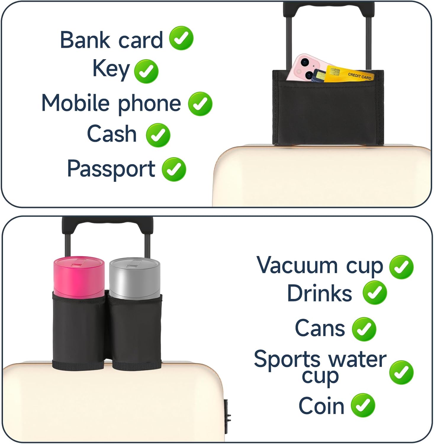 Luggage Cup Holder Suitcases Cup Holder Luggage Drink Caddy Suitcase Beverage Cups Holders Travel Essentials for Flight Attendants Business Travelers, Black - Image 4