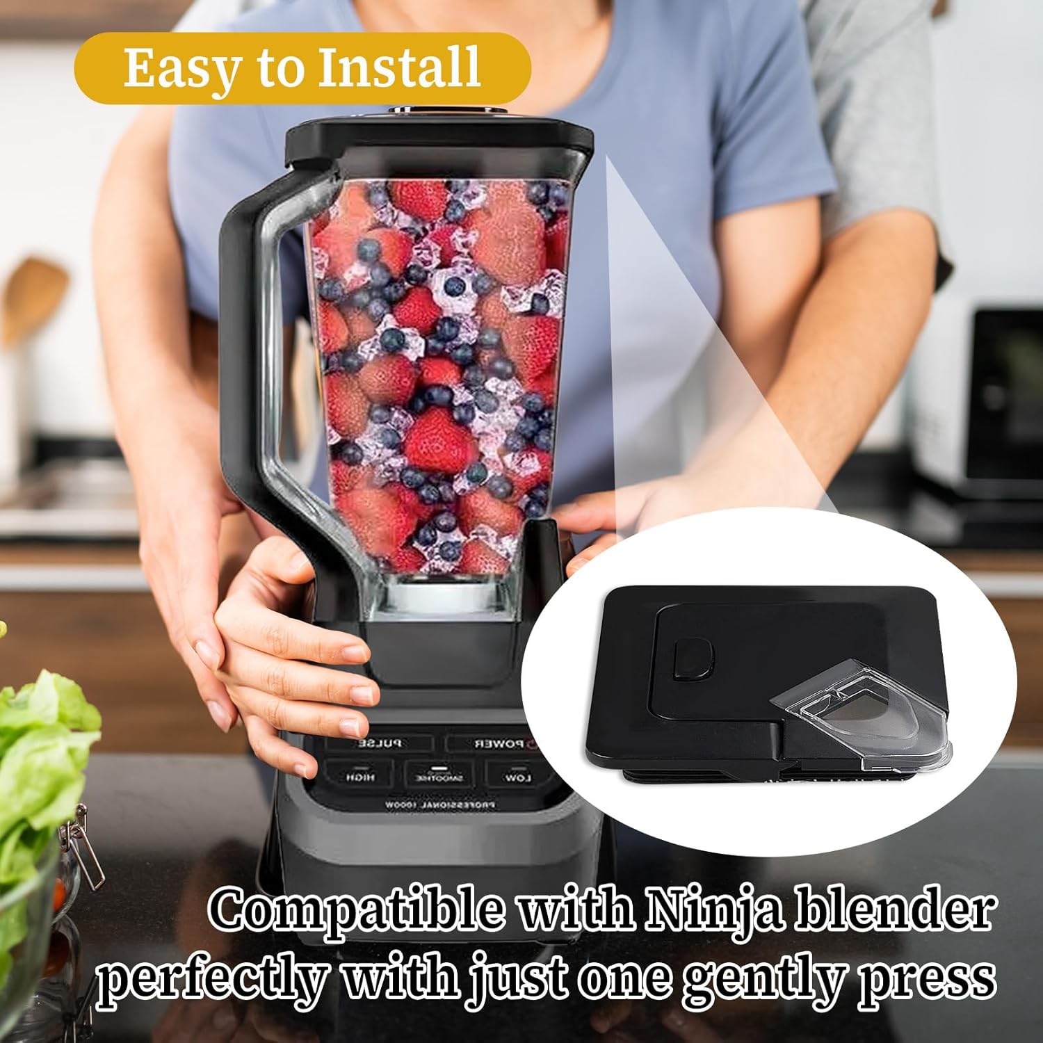 Blender Lid Replacement for Ninja, Blender Cover Pour Spout Parts for Ninja Blender 72oz Pitcher Blender Replacement Parts Compatible with NJ600-NJ602, BL500-BL781, Blender Accessories - Image 4