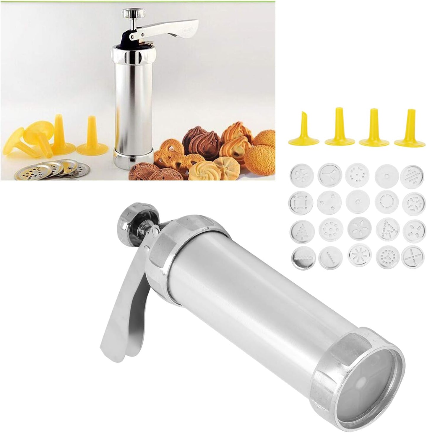 Cookie Press,Electric Cookie Press Gun with 20 Cookie Shapes Discs and 4 Piping Nozzle Cookie Press for Baking Maker Baking Kit Icing Machine for Cream Pastry Decorating - Image 3