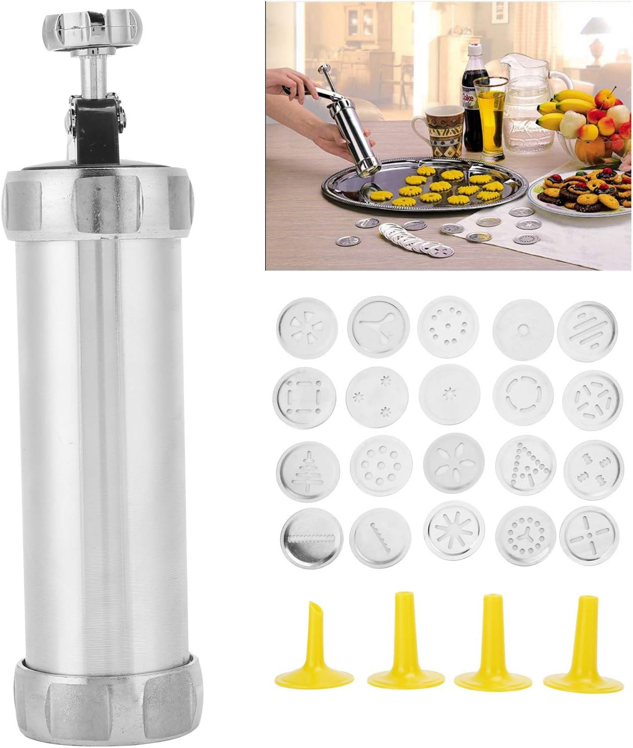 Cookie Press,Electric Cookie Press Gun with 20 Cookie Shapes Discs and 4 Piping Nozzle Cookie Press for Baking Maker Baking Kit Icing Machine for Cream Pastry Decorating - Image 4