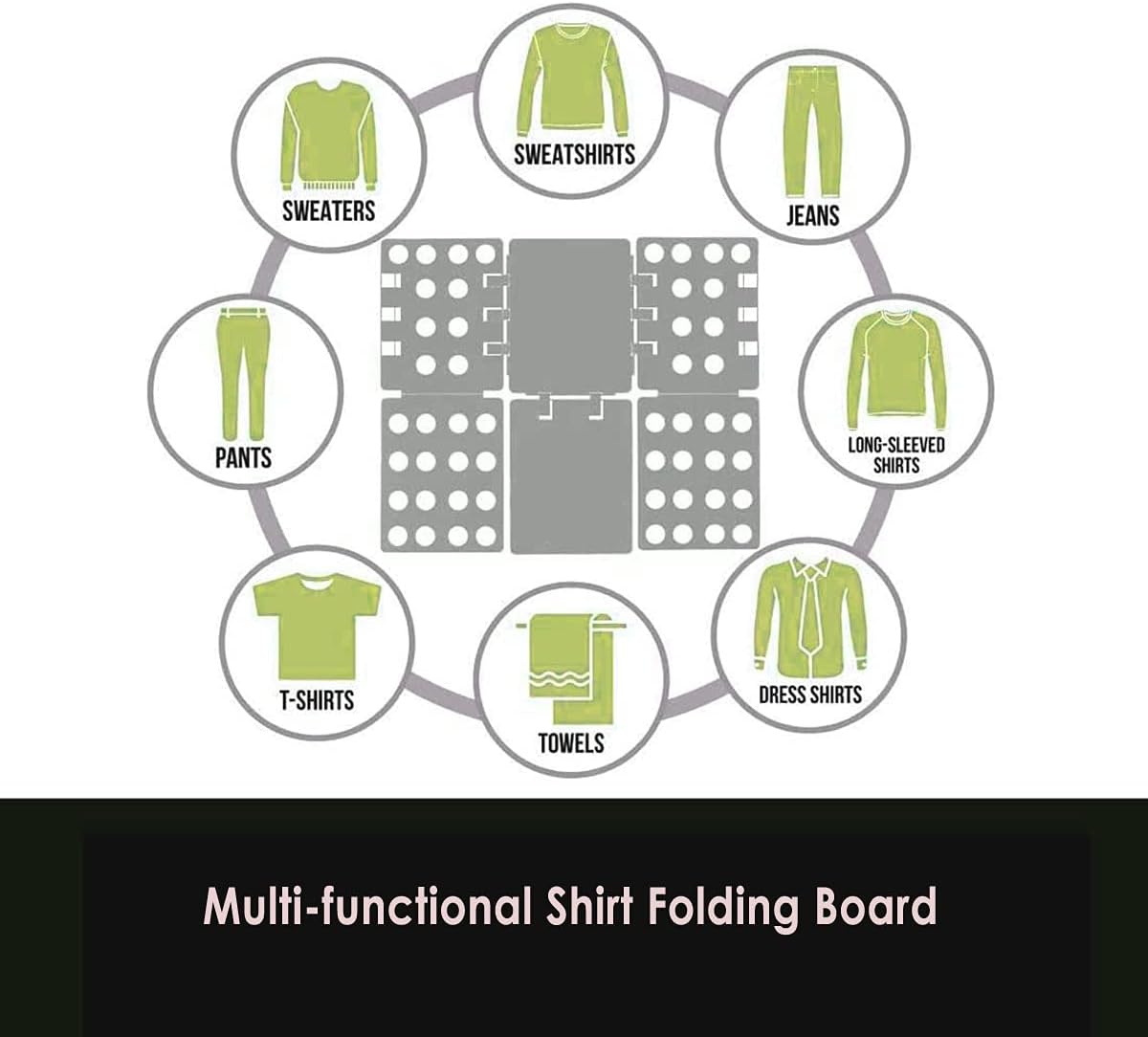 Shirt Folding Board, 27.56 x 22.44 T Shirt Folder, Easy and Fast Flip Fold Clothes Folding Board, Durable Plastic Laundry Folders Collapsible Liner for Easy Storage and Travel (Gray) - Image 3