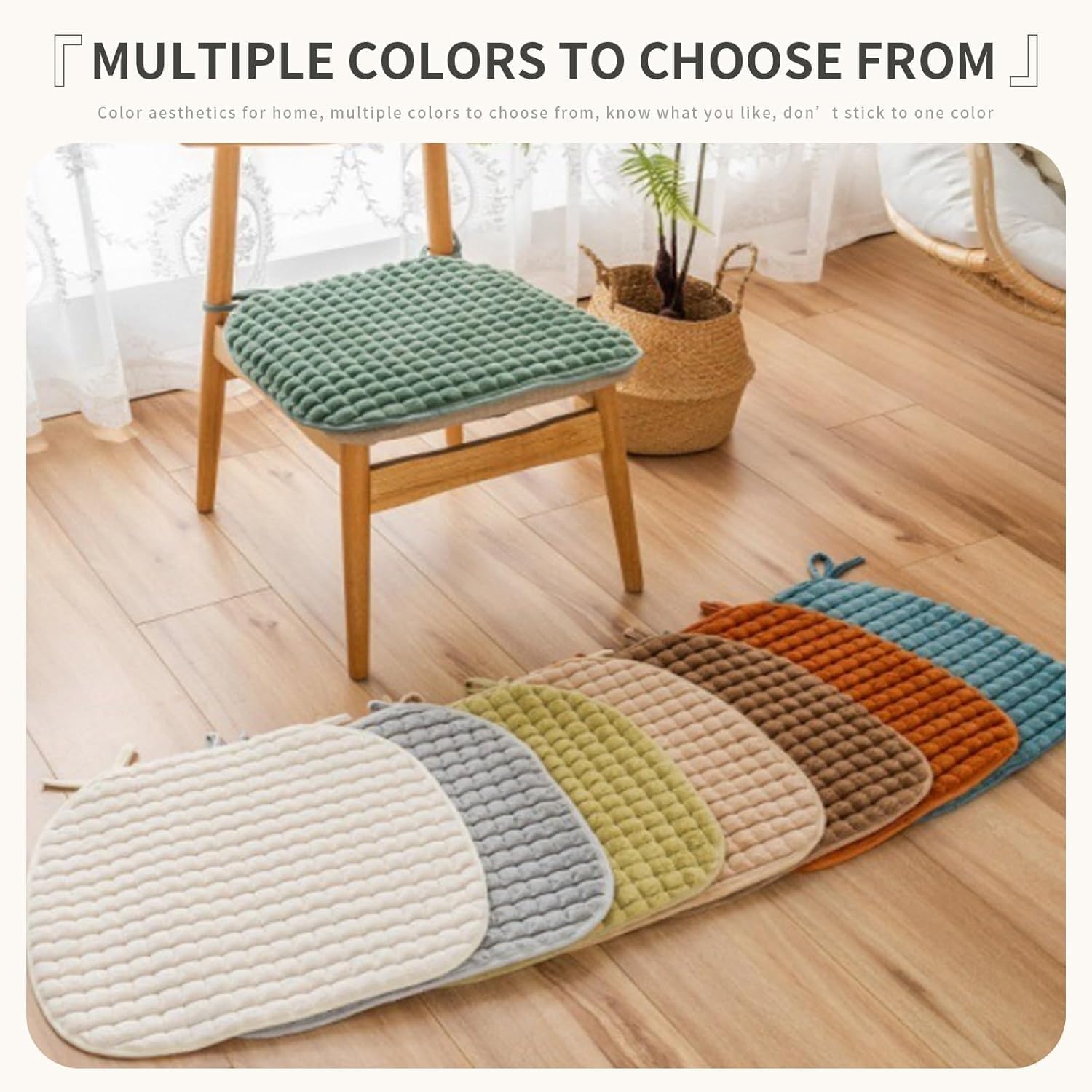 Set of 4 Chair Cushion with Ties for Dining Chairs [45x47cm] Non Slip Kitchen Dining Chair Pad and Seat Cushion with Machine Washable(@6) - Image 3
