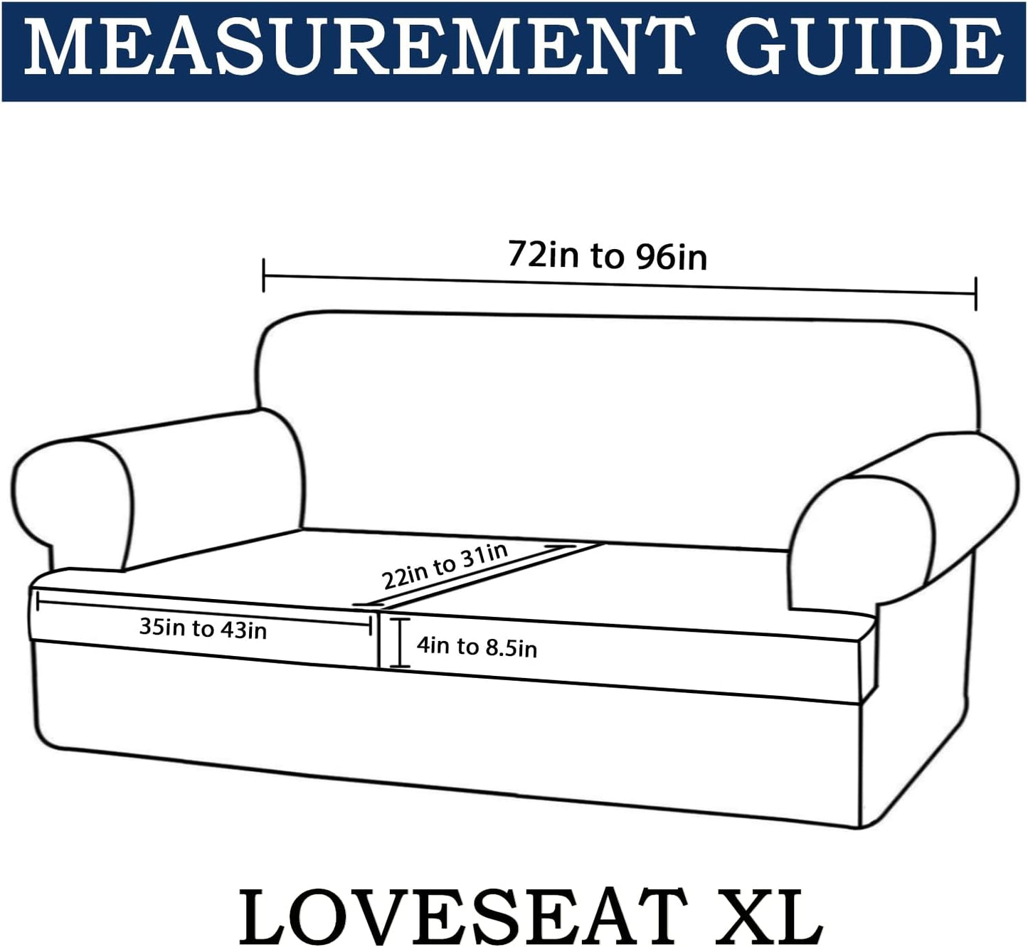 3 Piece T Cushion Sofa Slipcovers Thick Couch Cover Furniture Protector Stretch T Cushion Sofa Covers for 2 Cushion Couch with 2 Individual T Cushion Covers Washable (Blue, Loveseat X-Large) - Image 3
