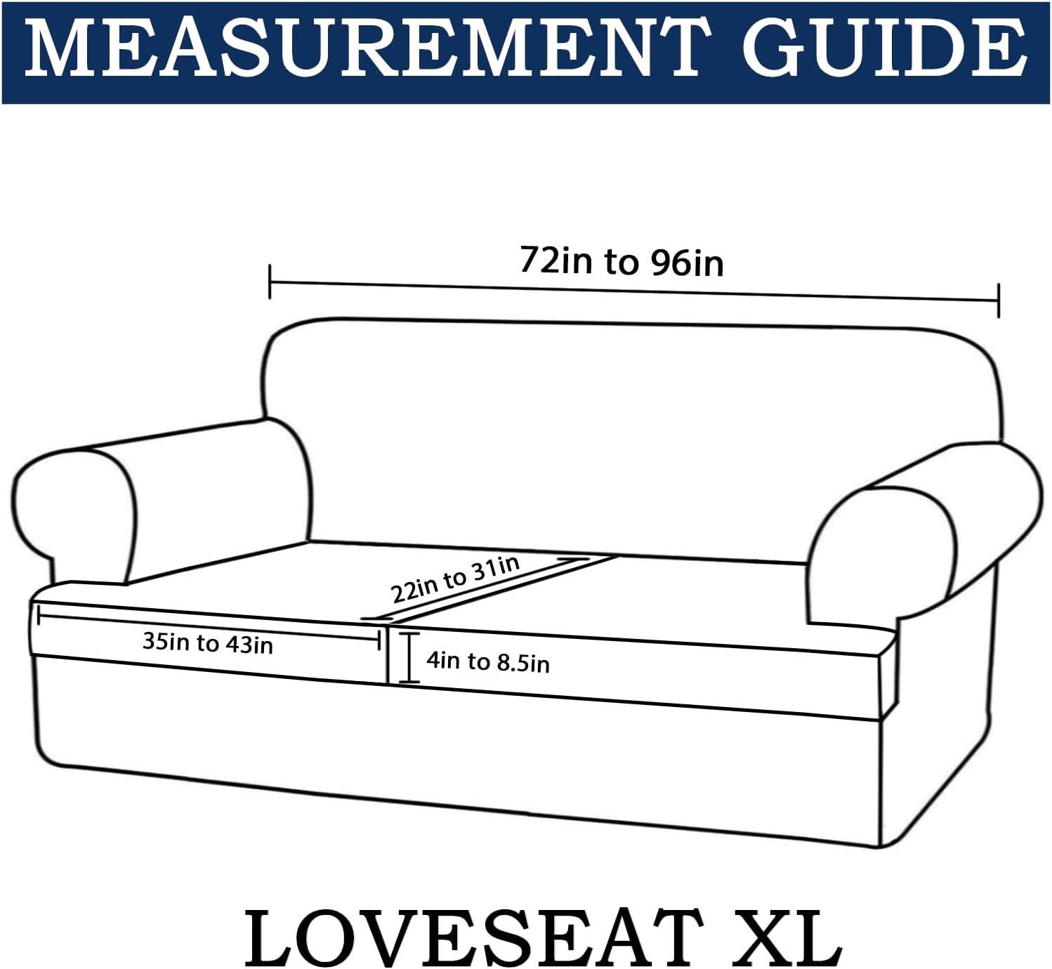 3 Piece T Cushion Sofa Slipcovers Thick Couch Cover Furniture Protector Stretch T Cushion Sofa Covers for 2 Cushion Couch with 2 Individual T Cushion Covers Washable (Blue, Loveseat X-Large) - Image 3