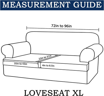 3 Piece T Cushion Sofa Slipcovers Thick Couch Cover Furniture Protector Stretch T Cushion Sofa Covers for 2 Cushion Couch with 2 Individual T Cushion Covers Washable (Blue, Loveseat X-Large) - Image 3