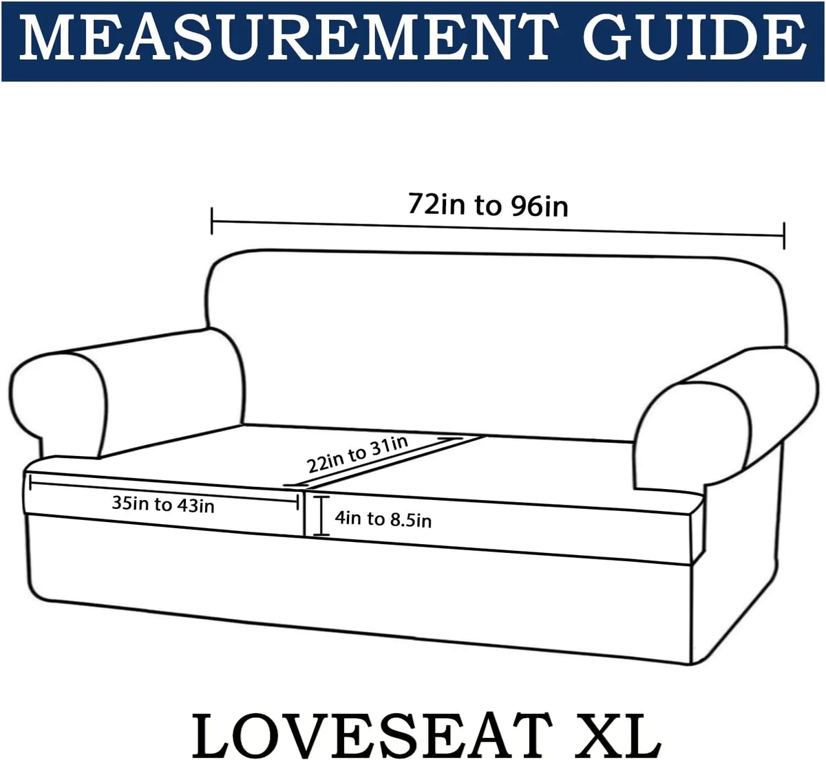 3 Piece T Cushion Sofa Slipcovers Thick Couch Cover Furniture Protector Stretch T Cushion Sofa Covers for 2 Cushion Couch with 2 Individual T Cushion Covers Washable (Blue, Loveseat X-Large) - Image 3