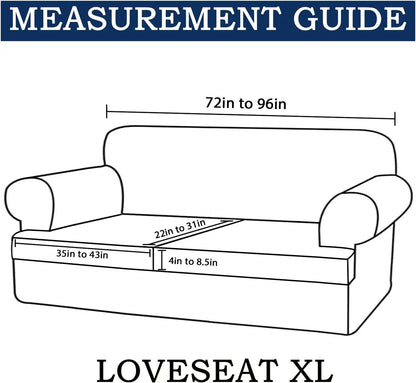 3 Piece T Cushion Sofa Slipcovers Thick Couch Cover Furniture Protector Stretch T Cushion Sofa Covers for 2 Cushion Couch with 2 Individual T Cushion Covers Washable (Blue, Loveseat X-Large) - Image 3