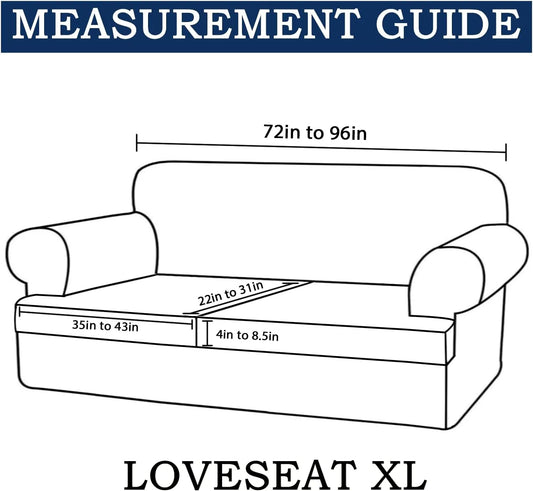 3 Piece T Cushion Sofa Slipcovers Thick Couch Cover Furniture Protector Stretch T Cushion Sofa Covers for 2 Cushion Couch with 2 Individual T Cushion Covers Washable (Blue, Loveseat X-Large) - Image 3