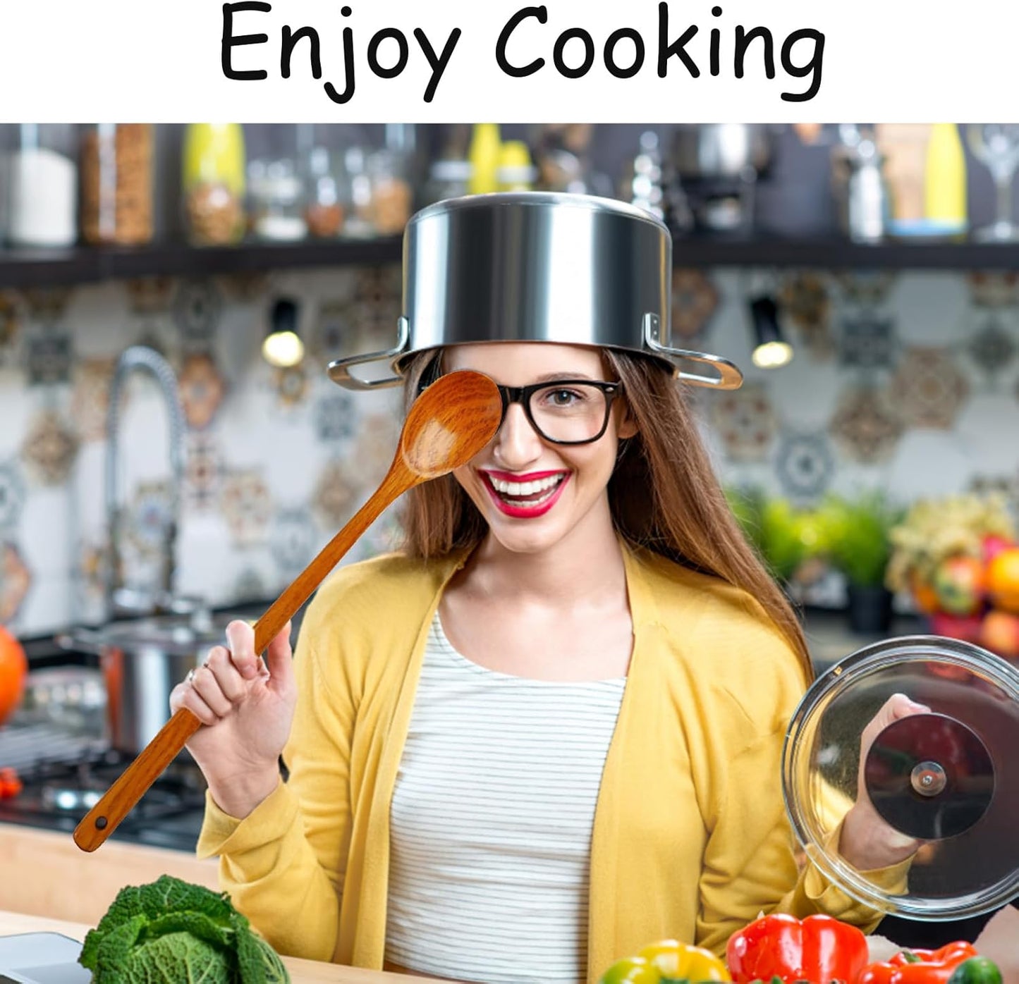 Extra Long Handle Wooden Spoon -19.7 inch Wooden Kitchen Utensils Wood Stirring Wood Soup Cooking Mixing Hardwood Cookware - Image 3