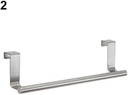 Stainless Steel Over The Cabinet Dish and Hand Towel Bar Holder Over Kitchen Drawer Door Towel Rack Hook Bathroom Towel Hanger 23 cm - Image 2