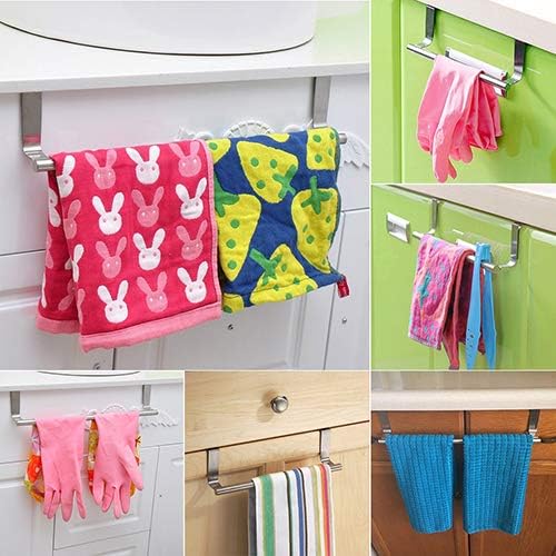 Stainless Steel Over The Cabinet Dish and Hand Towel Bar Holder Over Kitchen Drawer Door Towel Rack Hook Bathroom Towel Hanger 23 cm - Image 3