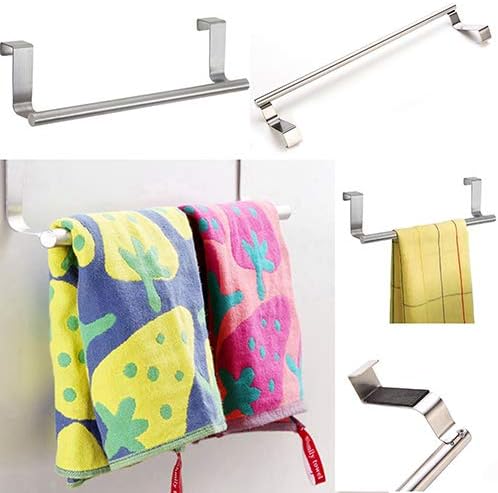 Stainless Steel Over The Cabinet Dish and Hand Towel Bar Holder Over Kitchen Drawer Door Towel Rack Hook Bathroom Towel Hanger 23 cm - Image 4