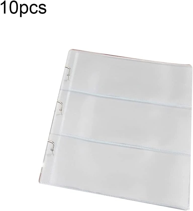 10 Sheets 3-Pocket Clear Paper Bill Holder Stamp Coin Collector Loose Leaf Sheet Collecting Album Page Random - Image 2