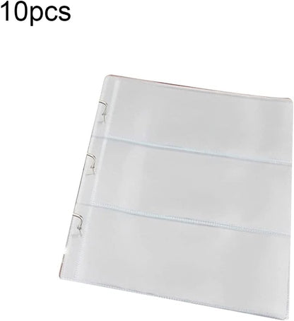 10 Sheets 3-Pocket Clear Paper Bill Holder Stamp Coin Collector Loose Leaf Sheet Collecting Album Page Random - Image 2