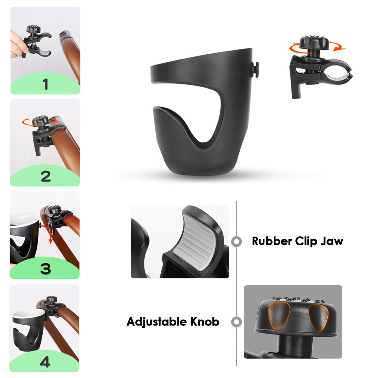 Boat Drink Holder 360 Degree Adjustable Rotation Clamp Universal Cup Holder for Boat Railing - Image 4