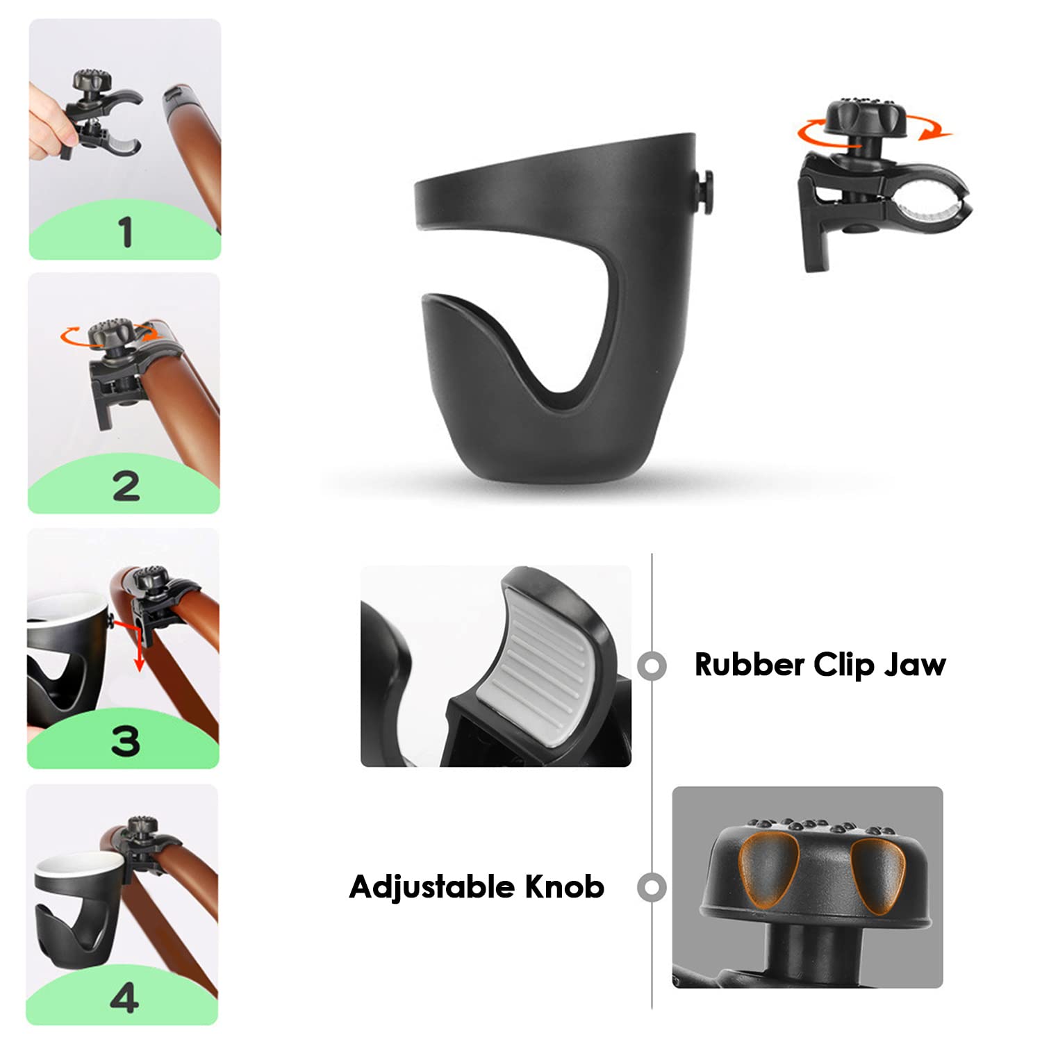 Boat Drink Holder 360 Degree Adjustable Rotation Clamp Universal Cup Holder for Boat Railing - Image 4