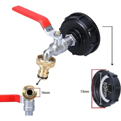 1000l tank tap with garden hose adapter, S60x6 IBC tap connection - Image 5