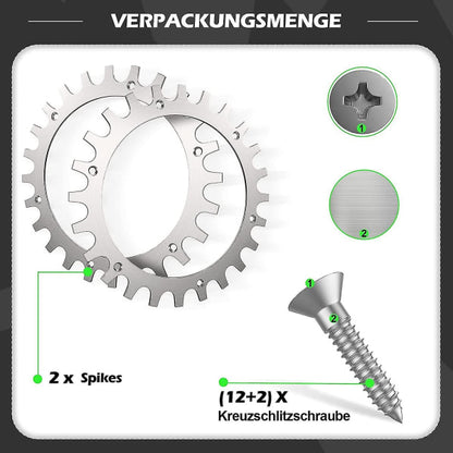 Premium Stainless Steel Spikes for Worx Landroid S/M - 2-Pack with Screws (205mm Wheel) - Image 3