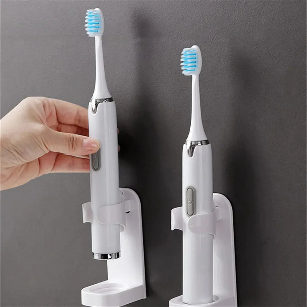 2-Pack White Wall-Mounted Toothbrush Holder Compatible with Oral-B and Braun Electric Toothbrushes - Image 2