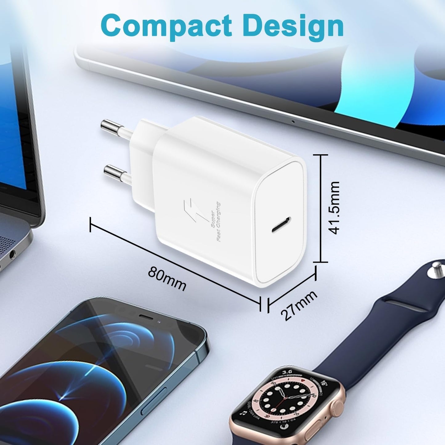 25W USB C Fast Charger with 2m Cable Compatible with Samsung Galaxy S25 S24 Ultra S23 S22 Ultra S22 Plus S21 FE 5G S20 S10 S9 A52S A55 5G A13 Note20 - Image 5