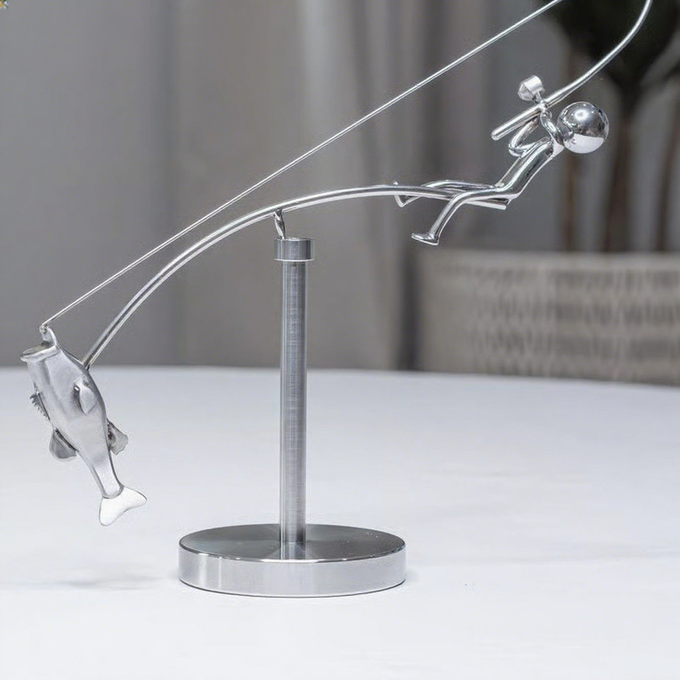 Kinetic Desk Art Balancing Fisherman Sculpture for Office Zen Home Decor and Gifts - Image 4