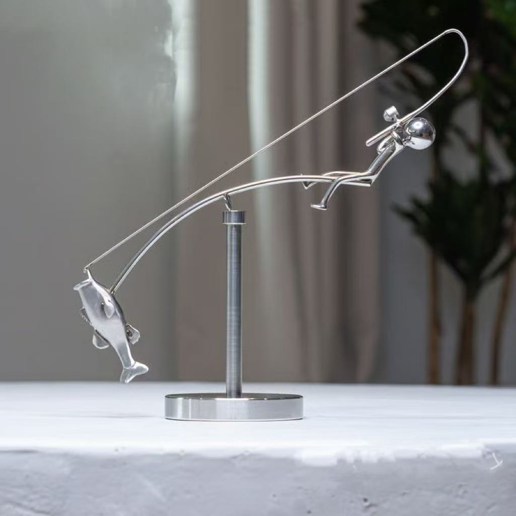 Kinetic Desk Art Balancing Fisherman Sculpture for Office Zen Home Decor and Gifts - Image 6