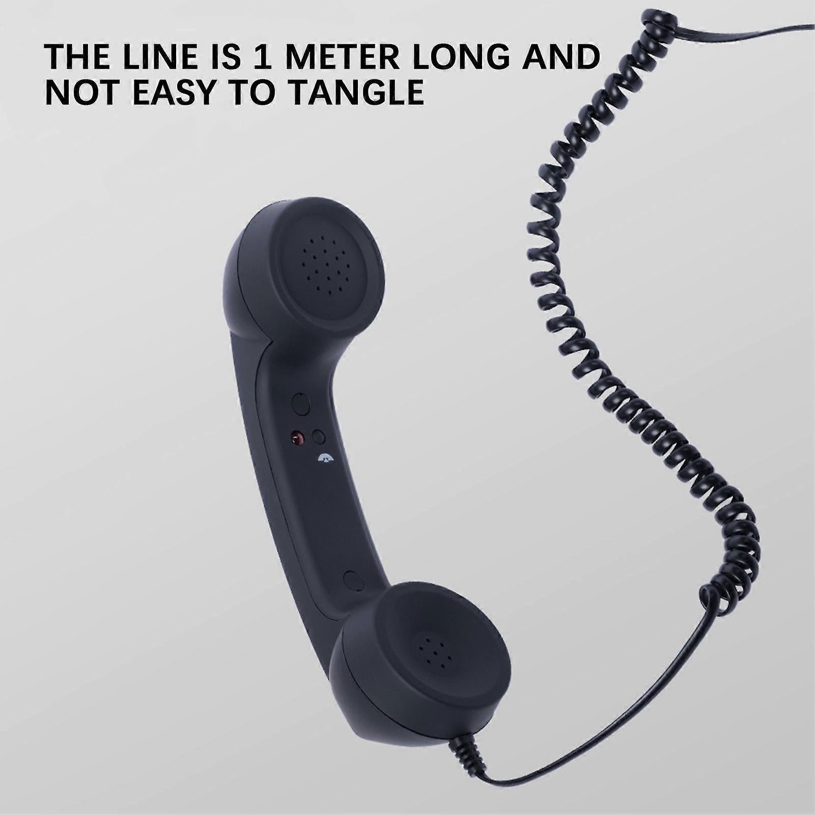 USB-C Retro Telephone Handset for Mobile Phones, Plug \u0026 Play, Radiation Protection, Compatible with iPhone \u0026 Android, Black - Image 2