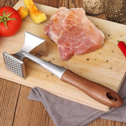 Heavy Duty Meat Mallet Tenderizer 26cm with Wooden Handle Food Grade Zinc Alloy - Image 4