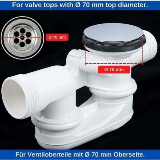 Universal Bathtub Stopper Ø70mm, Adjustable Height, Double Seal, Chrome Brass, Stainless, Compatible with Most Sinks & Bathtubs - Image 5
