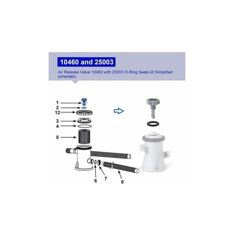 10460 Air Release Valve with O-Ring Replacement for Intex Filter Pumps 2811CA 2811EH 28121EH 10264 - Image 3