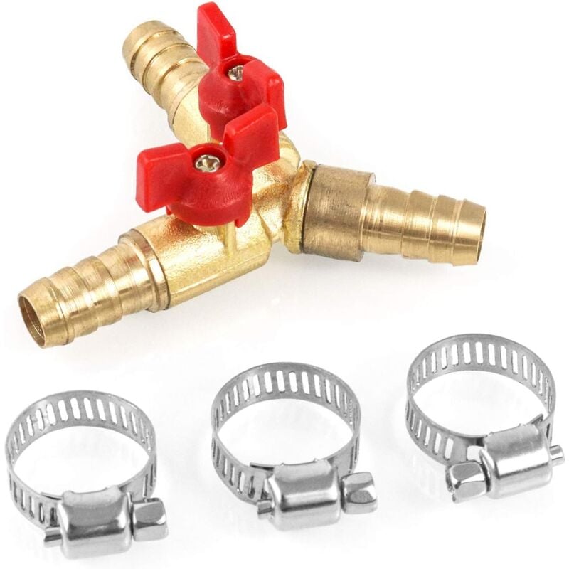MUMU 3-Way Hose Connector Splitter Brass Zinc Alloy 10mm Ball Valve T-Hose Connector for Coupling Fittings Air Water Gas 1 Piece - Image 4