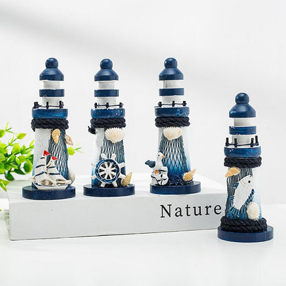 Mini Wooden Lighthouse Decor - Nautical Ornament with Seabird, 10cm - Marine Decoration in Mediterranean Style - Image 4
