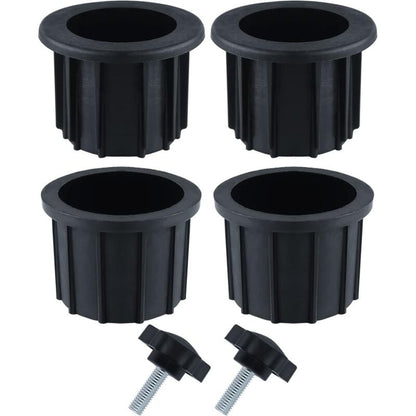 6-Piece Balcony Parasol Accessory Set Black - 4 Umbrella Hole Rings and 2 Hand Screws - Compatible with Outdoor Tables and Terraces