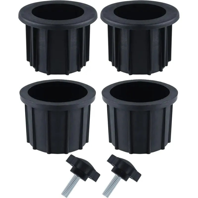 6-Piece Balcony Parasol Accessory Set Black - 4 Umbrella Hole Rings and 2 Hand Screws - Compatible with Outdoor Tables and Terraces