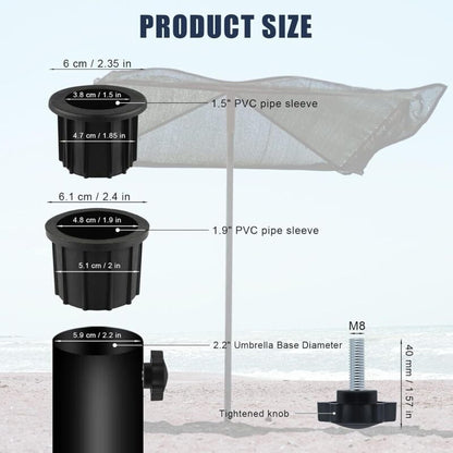 6-Piece Balcony Parasol Accessory Set Black - 4 Umbrella Hole Rings and 2 Hand Screws - Compatible with Outdoor Tables and Terraces - Image 2
