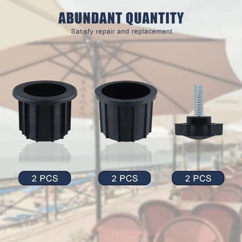 6-Piece Balcony Parasol Accessory Set Black - 4 Umbrella Hole Rings and 2 Hand Screws - Compatible with Outdoor Tables and Terraces - Image 3