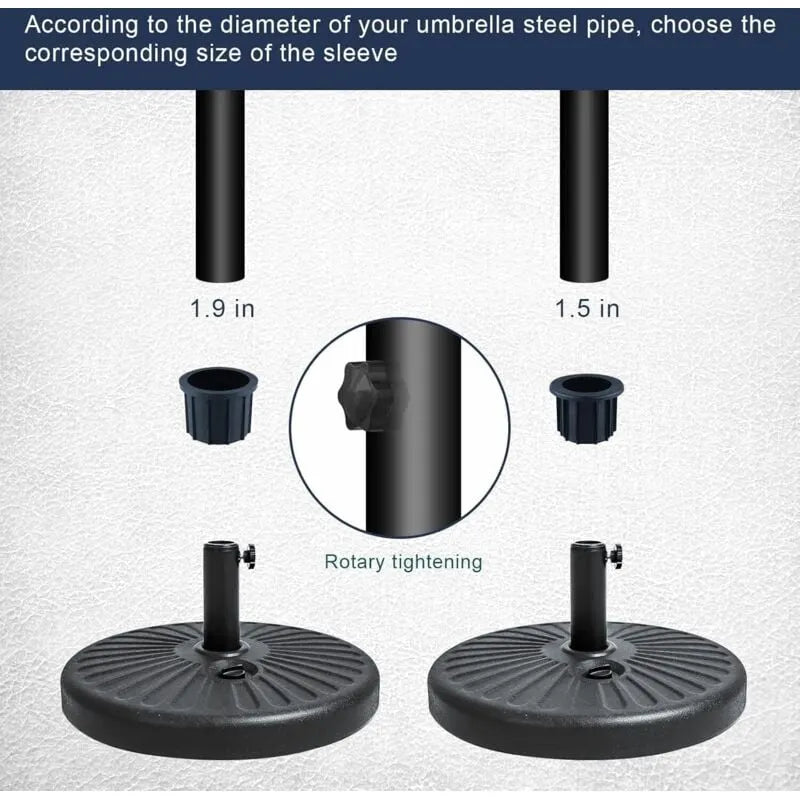 6-Piece Balcony Parasol Accessory Set Black - 4 Umbrella Hole Rings and 2 Hand Screws - Compatible with Outdoor Tables and Terraces - Image 4