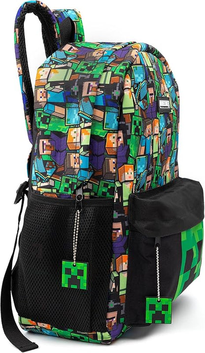 Minecraft Backpack For Boys School Backpack Kids Compatible Minecraft Black Green Creeper Zombie Skeleton Enderman Cave Spider - Image 3