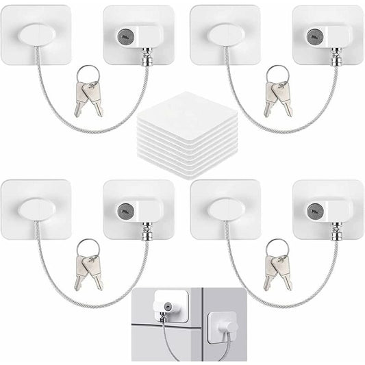 Child Safety Window Locks 4-Pack with 8 Keys, Compatible with Refrigerator Cabinets and Doors