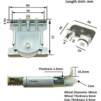 Sliding Door Rollers 2 pcs Compatible with Wardrobe Cabinet 20 kg Load Capacity Door Wheels Rails - Image 2