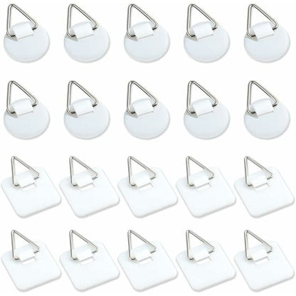 50-Pack 1\" Invisible Adhesive Hangers, Self-Adhesive Vertical Wall Plaque Hangers, Wall Plaques for Plates, Pictures, Decorative Art (White)