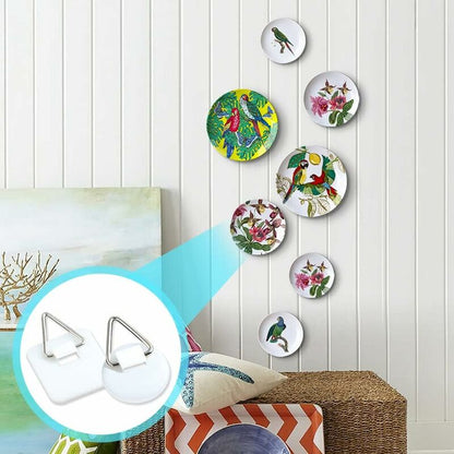 50-Pack 1\" Invisible Adhesive Hangers, Self-Adhesive Vertical Wall Plaque Hangers, Wall Plaques for Plates, Pictures, Decorative Art (White) - Image 4