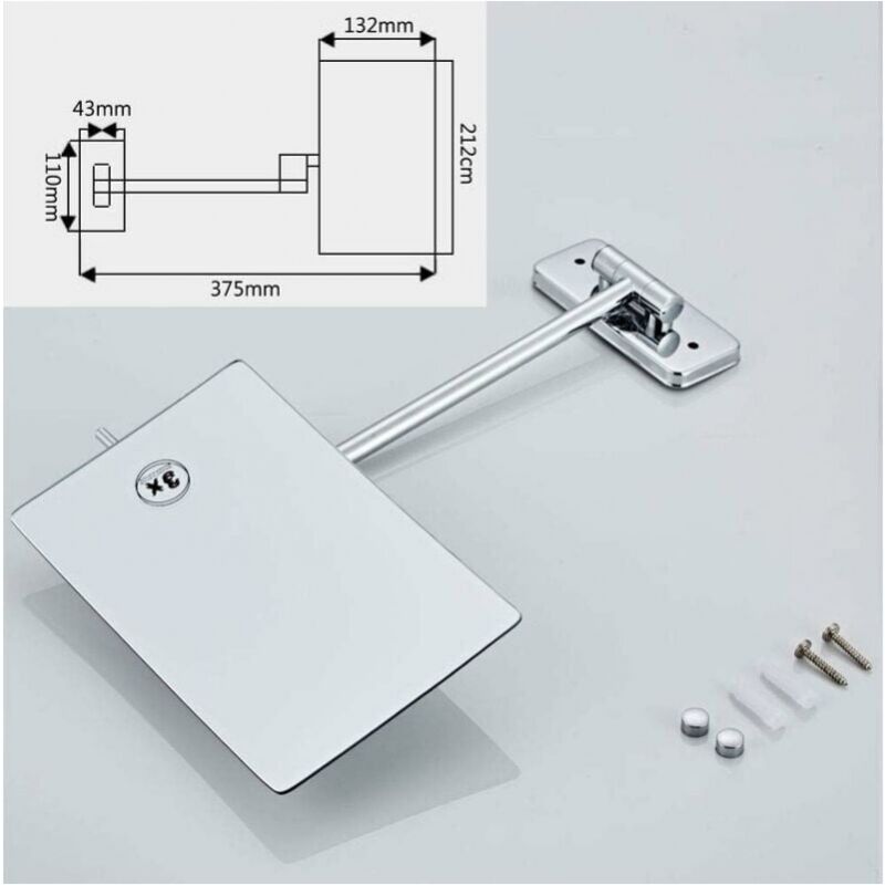 3X Magnifying Wall Mirror - Foldable Extension - 360 Degree Rotation Magnifying Mirror Bathroom Mirror with Drilling - Image 2
