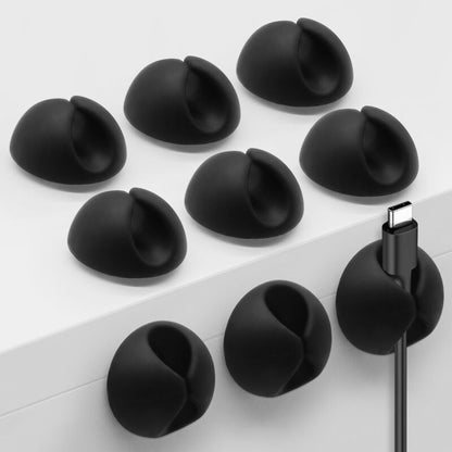 Black Self-Adhesive Cable Clips 10-Pack Single Port Cable Organizer Holder Wire Management