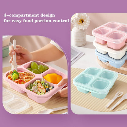 Snack Boxes with Compartments for Kids and Adults 4-Compartment Bento Lunch Boxes 4-Pack - Image 5