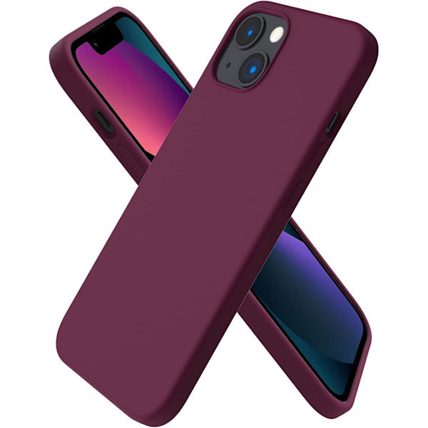 iPhone 13 Case Liquid Silicone Ultra Thin Full Coverage Shockproof Protective Soft Case for 6.1 Inch Red Wine
