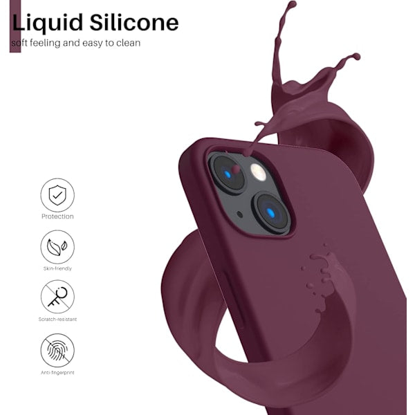 iPhone 13 Case Liquid Silicone Ultra Thin Full Coverage Shockproof Protective Soft Case for 6.1 Inch Red Wine - Image 3