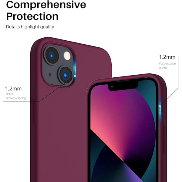 iPhone 13 Case Liquid Silicone Ultra Thin Full Coverage Shockproof Protective Soft Case for 6.1 Inch Red Wine - Image 4